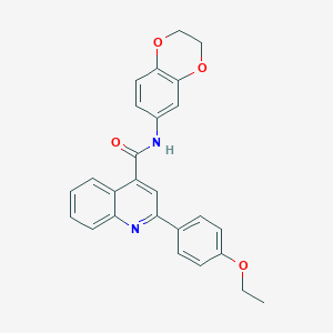 molecular formula C26H22N2O4 B335502 N-(2,3-dihydro-1,4-benzodioxin-6-yl)-2-(4-ethoxyphenyl)-4-quinolinecarboxamide 