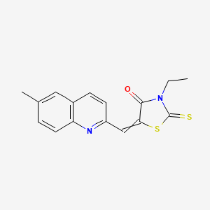 molecular formula C16H14N2OS2 B3355174 3-Ethyl-5-[(6-methylquinolin-2-yl)methylidene]-2-sulfanylidene-1,3-thiazolidin-4-one CAS No. 62039-24-1