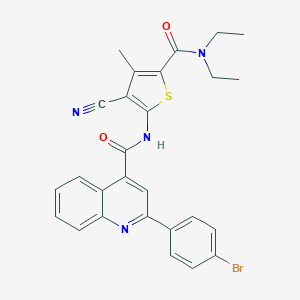 molecular formula C27H23BrN4O2S B335519 2-(4-bromophenyl)-N-[3-cyano-5-(diethylcarbamoyl)-4-methylthiophen-2-yl]quinoline-4-carboxamide 
