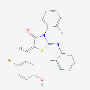 molecular formula C24H19BrN2O2S B335520 5-(2-Bromo-5-hydroxybenzylidene)-3-(2-methylphenyl)-2-[(2-methylphenyl)imino]-1,3-thiazolidin-4-one 