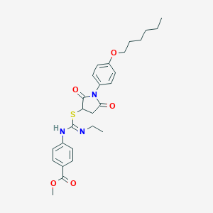 Methyl 4-{[(ethylamino)({1-[4-(hexyloxy)phenyl]-2,5-dioxo-3-pyrrolidinyl}sulfanyl)methylene]amino}benzoate
