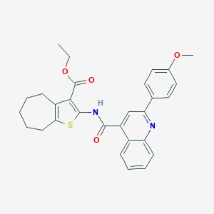 molecular formula C29H28N2O4S B335529 ethyl 2-({[2-(4-methoxyphenyl)quinolin-4-yl]carbonyl}amino)-5,6,7,8-tetrahydro-4H-cyclohepta[b]thiophene-3-carboxylate 