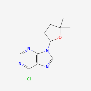 molecular formula C11H13ClN4O B3355342 6-Chloro-9-(5,5-dimethyloxolan-2-yl)-9H-purine CAS No. 62396-87-6