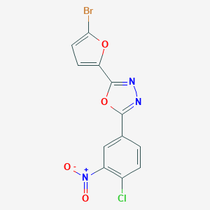 molecular formula C12H5BrClN3O4 B335541 2-(5-Bromofuran-2-yl)-5-(4-chloro-3-nitrophenyl)-1,3,4-oxadiazole 