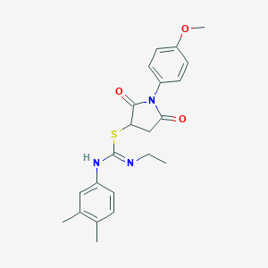 molecular formula C22H25N3O3S B335542 1-(4-methoxyphenyl)-2,5-dioxo-3-pyrrolidinyl N'-(3,4-dimethylphenyl)-N-ethylimidothiocarbamate 