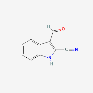 molecular formula C10H6N2O B3355432 3-formyl-1H-indole-2-carbonitrile CAS No. 62542-45-4