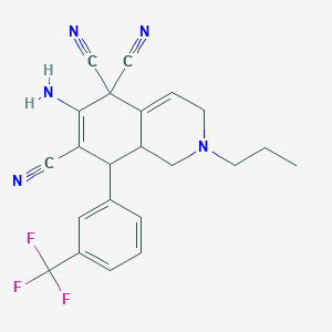 molecular formula C22H20F3N5 B335544 6-amino-2-propyl-8-[3-(trifluoromethyl)phenyl]-2,3,8,8a-tetrahydroisoquinoline-5,5,7(1H)-tricarbonitrile 