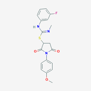 [1-(4-methoxyphenyl)-2,5-dioxopyrrolidin-3-yl] N-(3-fluorophenyl)-N'-methylcarbamimidothioate