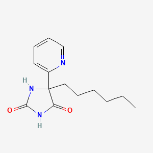 molecular formula C14H19N3O2 B3355566 5-Hexyl-5-(pyridin-2-yl)imidazolidine-2,4-dione CAS No. 6294-66-2