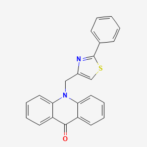 molecular formula C23H16N2OS B3355739 10-[(2-Phenyl-1,3-thiazol-4-yl)methyl]acridin-9(10H)-one CAS No. 63484-60-6