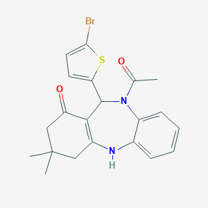 molecular formula C21H21BrN2O2S B335579 5-Acetyl-6-(5-bromo-2-thienyl)-9,9-dimethyl-6,8,10,11-tetrahydrobenzo[b][1,4]benzodiazepin-7-one 