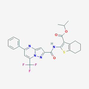 molecular formula C26H23F3N4O3S B335591 Isopropyl 2-({[5-phenyl-7-(trifluoromethyl)pyrazolo[1,5-a]pyrimidin-2-yl]carbonyl}amino)-4,5,6,7-tetrahydro-1-benzothiophene-3-carboxylate 