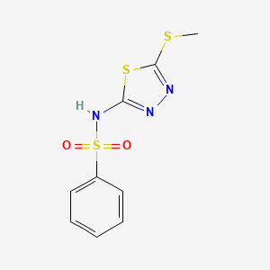 molecular formula C9H9N3O2S3 B3355915 N-[5-(Methylsulfanyl)-1,3,4-thiadiazol-2-yl]benzenesulfonamide CAS No. 64140-83-6