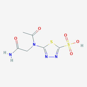 molecular formula C6H8N4O5S2 B3355963 5-[Acetyl(2-amino-2-oxoethyl)amino]-1,3,4-thiadiazole-2-sulfonic acid CAS No. 64309-69-9