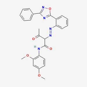 molecular formula C26H23N5O5 B3356010 N-(2,4-Dimethoxyphenyl)-3-oxo-2-[[2-(3-phenyl-1,2,4-oxadiazol-5-YL)phenyl]azo]butyramide CAS No. 64611-92-3