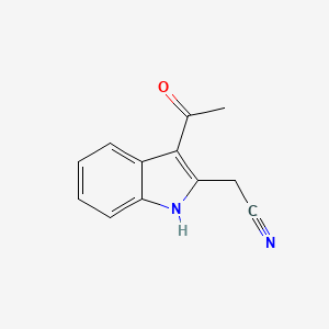 molecular formula C12H10N2O B3356102 (3-Acetyl-1H-indol-2-yl)acetonitrile CAS No. 65032-78-2