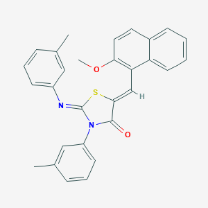 molecular formula C29H24N2O2S B335616 5-[(2-Methoxy-1-naphthyl)methylene]-3-(3-methylphenyl)-2-[(3-methylphenyl)imino]-1,3-thiazolidin-4-one 