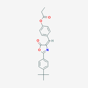 molecular formula C23H23NO4 B335623 4-[(2-(4-tert-butylphenyl)-5-oxo-1,3-oxazol-4(5H)-ylidene)methyl]phenyl propionate 
