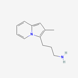 molecular formula C12H16N2 B3356254 Indolizine, 3-(3-aminopropyl)-2-methyl- CAS No. 65548-63-2