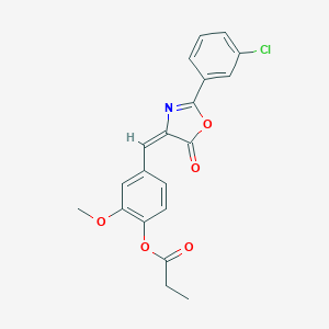 4-[(2-(3-chlorophenyl)-5-oxo-1,3-oxazol-4(5H)-ylidene)methyl]-2-methoxyphenyl propionate