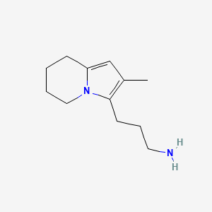 molecular formula C12H20N2 B3356261 Indolizine, 5,6,7,8-tetrahydro-3-(3-aminopropyl)-2-methyl- CAS No. 65548-71-2