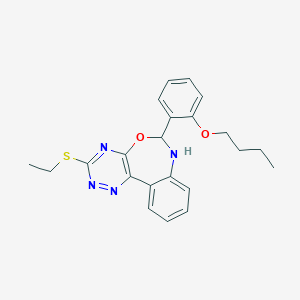 molecular formula C22H24N4O2S B335628 6-(2-Butoxyphenyl)-3-(ethylsulfanyl)-6,7-dihydro[1,2,4]triazino[5,6-d][3,1]benzoxazepine 