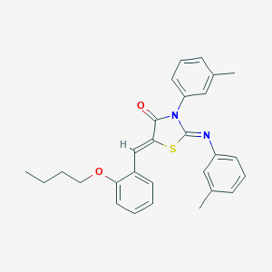 molecular formula C28H28N2O2S B335629 5-(2-Butoxybenzylidene)-3-(3-methylphenyl)-2-[(3-methylphenyl)imino]-1,3-thiazolidin-4-one 
