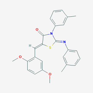 molecular formula C26H24N2O3S B335633 5-(2,5-Dimethoxybenzylidene)-3-(3-methylphenyl)-2-[(3-methylphenyl)imino]-1,3-thiazolidin-4-one 