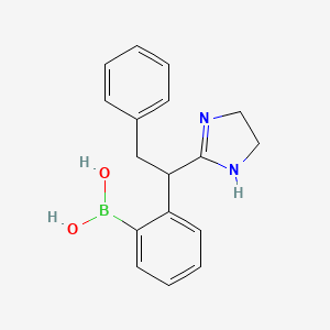 molecular formula C17H19BN2O2 B3356333 (2-(1-(4,5-Dihydro-1H-imidazol-2-yl)-2-phenylethyl)phenyl)boronic acid CAS No. 65734-27-2