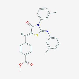 molecular formula C26H22N2O3S B335635 Methyl 4-({3-(3-methylphenyl)-2-[(3-methylphenyl)imino]-4-oxo-1,3-thiazolidin-5-ylidene}methyl)benzoate 