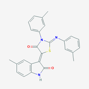 (5Z)-5-(5-methyl-2-oxo-1H-indol-3-ylidene)-3-(3-methylphenyl)-2-(3-methylphenyl)imino-1,3-thiazolidin-4-one