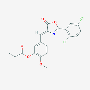 molecular formula C20H15Cl2NO5 B335639 5-{(Z)-[2-(2,5-dichlorophenyl)-5-oxo-1,3-oxazol-4(5H)-ylidene]methyl}-2-methoxyphenyl propanoate 