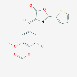 molecular formula C17H12ClNO5S B335640 2-chloro-6-methoxy-4-[(5-oxo-2-(2-thienyl)-1,3-oxazol-4(5H)-ylidene)methyl]phenyl acetate 