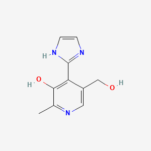 molecular formula C10H11N3O2 B3356457 5-(Hydroxymethyl)-4-(1H-imidazol-2-yl)-2-methylpyridin-3-ol CAS No. 667398-46-1