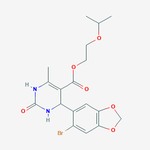 molecular formula C18H21BrN2O6 B335647 2-Isopropoxyethyl 4-(6-bromo-1,3-benzodioxol-5-yl)-6-methyl-2-oxo-1,2,3,4-tetrahydro-5-pyrimidinecarboxylate 