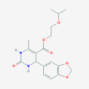 molecular formula C18H22N2O6 B335648 2-Isopropoxyethyl 4-(1,3-benzodioxol-5-yl)-6-methyl-2-oxo-1,2,3,4-tetrahydro-5-pyrimidinecarboxylate 