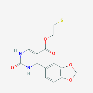 molecular formula C16H18N2O5S B335651 2-(Methylsulfanyl)ethyl 4-(1,3-benzodioxol-5-yl)-6-methyl-2-oxo-1,2,3,4-tetrahydro-5-pyrimidinecarboxylate 