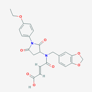 molecular formula C24H22N2O8 B335655 (2E)-4-{(1,3-benzodioxol-5-ylmethyl)[1-(4-ethoxyphenyl)-2,5-dioxopyrrolidin-3-yl]amino}-4-oxobut-2-enoic acid 