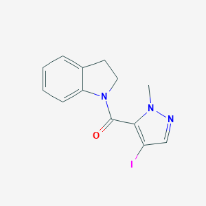 molecular formula C13H12IN3O B335658 (2,3-Dihydroindol-1-yl)(4-iodo-2-methyl-2H-pyrazol-3-yl)methanone 