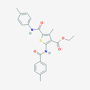 molecular formula C24H24N2O4S B335673 Ethyl 4-methyl-2-[(4-methylbenzoyl)amino]-5-(4-toluidinocarbonyl)-3-thiophenecarboxylate 
