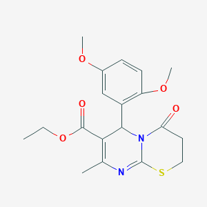 ethyl 6-(2,5-dimethoxyphenyl)-8-methyl-4-oxo-3,4-dihydro-2H,6H-pyrimido[2,1-b][1,3]thiazine-7-carboxylate