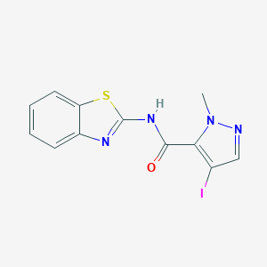 molecular formula C12H9IN4OS B335683 N-(1,3-benzothiazol-2-yl)-4-iodo-1-methyl-1H-pyrazole-5-carboxamide 