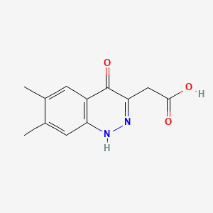 molecular formula C12H12N2O3 B3356843 Cinnoline-3-acetic acid, 6,7-dimethyl-4-hydroxy- CAS No. 69352-78-9
