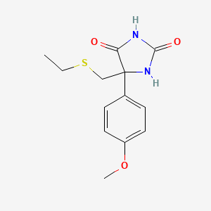 molecular formula C13H16N2O3S B3356882 5-[(Ethylsulfanyl)methyl]-5-(4-methoxyphenyl)imidazolidine-2,4-dione CAS No. 6944-95-2