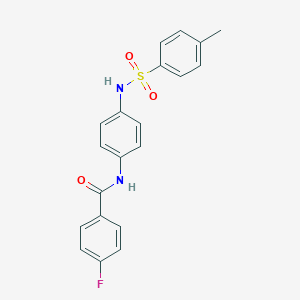 molecular formula C20H17FN2O3S B335690 4-fluoro-N-(4-{[(4-methylphenyl)sulfonyl]amino}phenyl)benzamide 