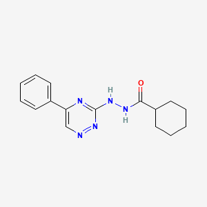 molecular formula C16H19N5O B3356915 Cyclohexanecarboxylic acid, 2-(5-phenyl-3-as-triazinyl)hydrazide CAS No. 69467-34-1