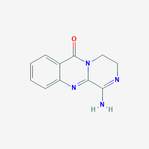 molecular formula C11H10N4O B3356920 1-Amino-3,4-dihydropyrazino[2,1-b]quinazolin-6-one CAS No. 695189-08-3