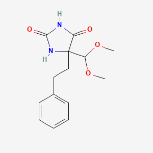 molecular formula C14H18N2O4 B3356923 5-(Dimethoxymethyl)-5-(2-phenylethyl)imidazolidine-2,4-dione CAS No. 6952-43-8