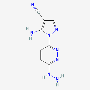 molecular formula C8H8N8 B3356984 1H-Pyrazole-4-carbonitrile, 5-amino-1-(6-hydrazino-3-pyridazinyl)- CAS No. 69720-57-6