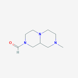 molecular formula C9H17N3O B3357082 8-Methyloctahydro-2H-pyrazino[1,2-A]pyrazine-2-carbaldehyde CAS No. 70336-11-7